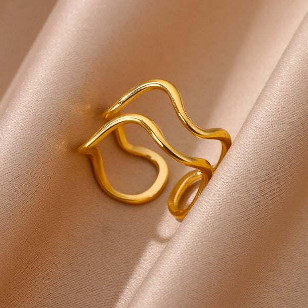 Trendy 18K Gold Plated Irregular Stainless Steel Ring