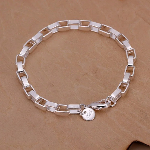 Sterling Silver Solid Charm Bracelet Unisex