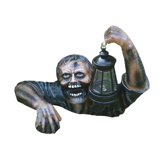 Zombie Lantern Resin Garden Statue