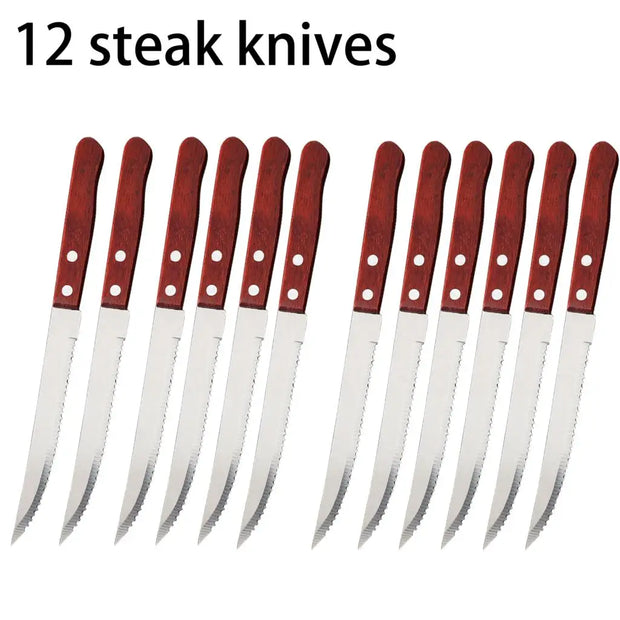 Stainless Steel Steak Knife Set Wooden Handle