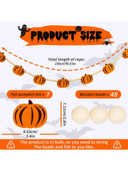 Pumpkin Halloween Garland – Felt Pumpkins & Wooden Beads