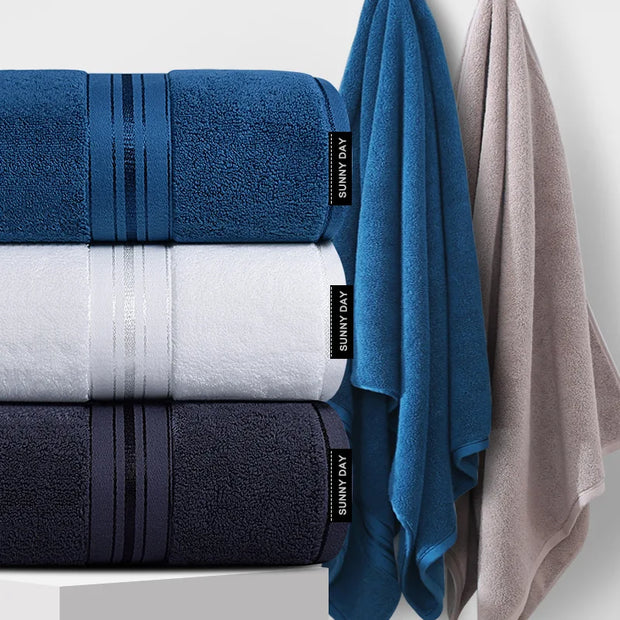 Thick 100% Cotton Absorbent Bath Towel Set