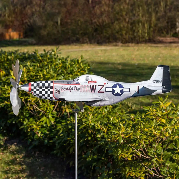 Airplane Wind Spinner – Stainless Steel Garden Decor with Aviation Flair