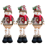Christmas Plush Shelf Sitters – Stretchable Legs Santa, Snowman & Moose Decorations