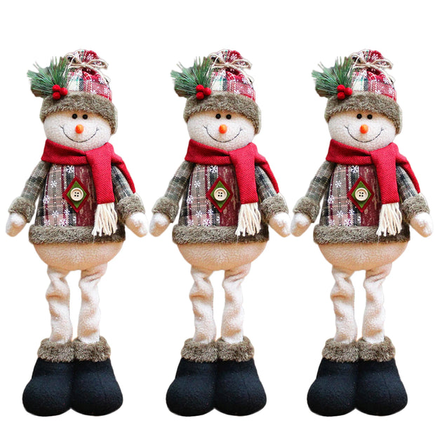 Christmas Plush Shelf Sitters – Stretchable Legs Santa, Snowman & Moose Decorations
