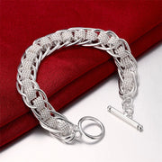 Sterling Silver Geometric Charm Bracelet Unisex