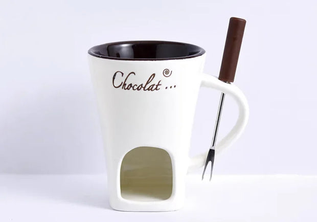 Ceramic Chocolate Melting Mug with Fork