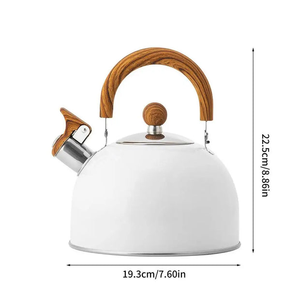 2.5L Stainless Steel Whistling Tea Kettle with Wooden Handle