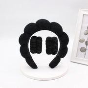 3‑Piece Coral Fleece Spa Headband & Wristbands Set