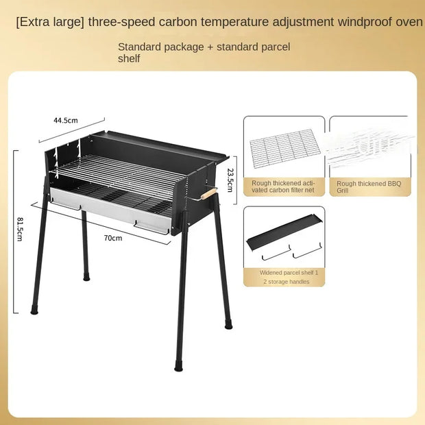 Portable Charcoal Grill with Wind Shield