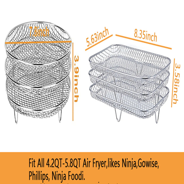 3-Piece Stackable Air Fryer Rack Set