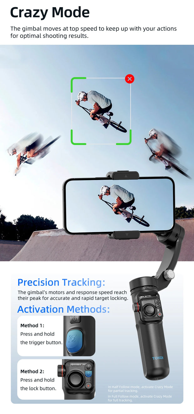Handheld 3-Axis Gimbal Stabilizer for Smartphones