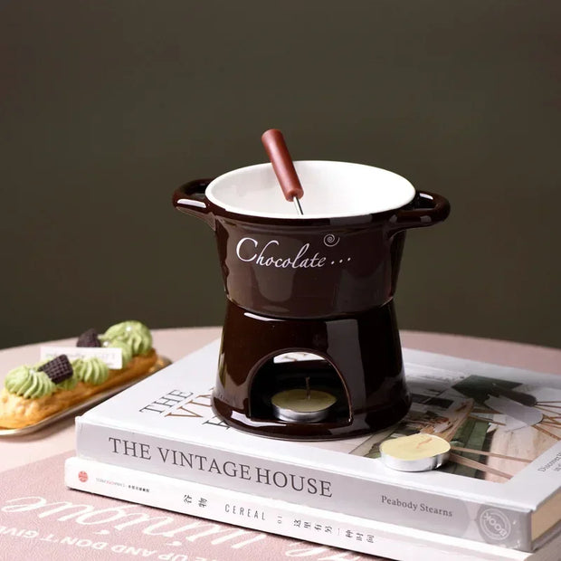 Ceramic Chocolate Fondue Mug with Fork