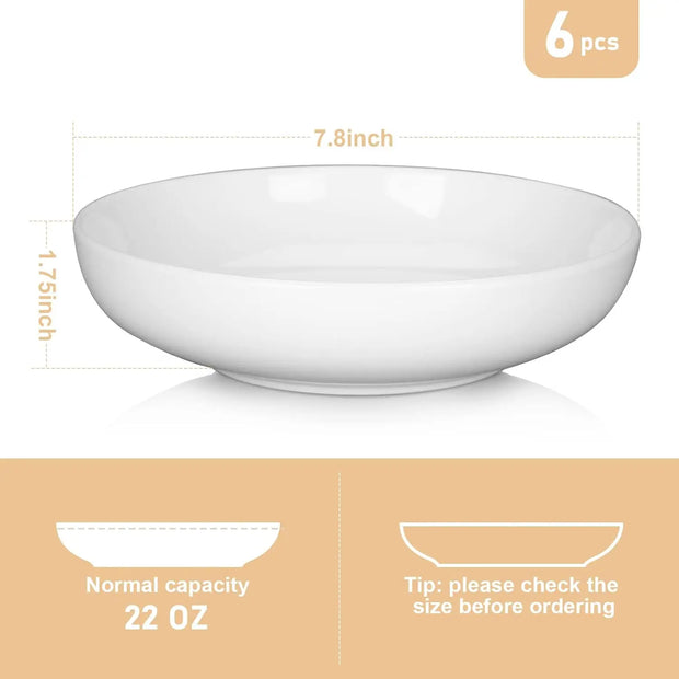 6-Pack Ceramic Pasta & Soup Bowls