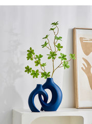 2pcs Nordic Hugging Ceramic Vases Modern Hollow Flower Pots