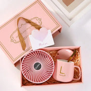 Ceramic Gift Mug Set with Spoon & Bag