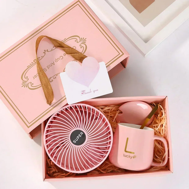 Ceramic Gift Mug Set with Spoon & Bag
