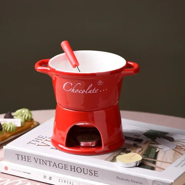 Ceramic Chocolate Fondue Mug with Fork