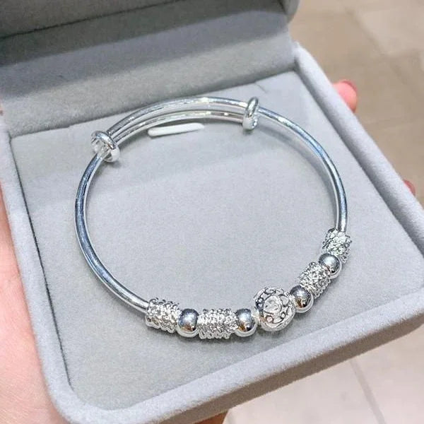 "925 Sterling Silver Adjustable Cuff Bracelet Women"