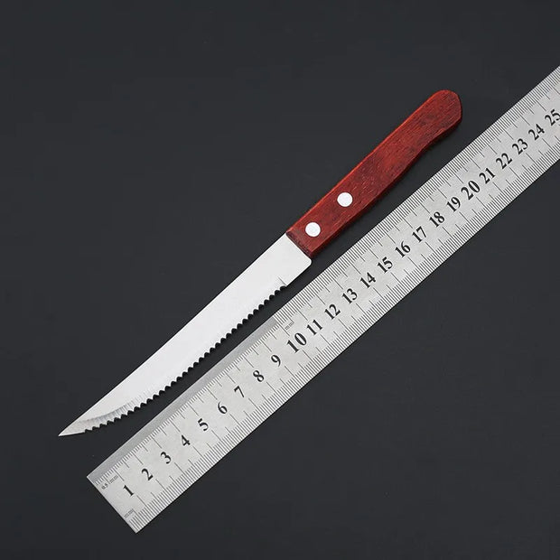 Stainless Steel Steak Knife Set Wooden Handle