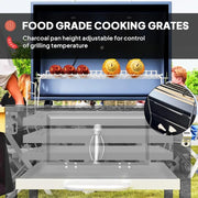 Portable Charcoal BBQ Grill with Side Table Outdoor