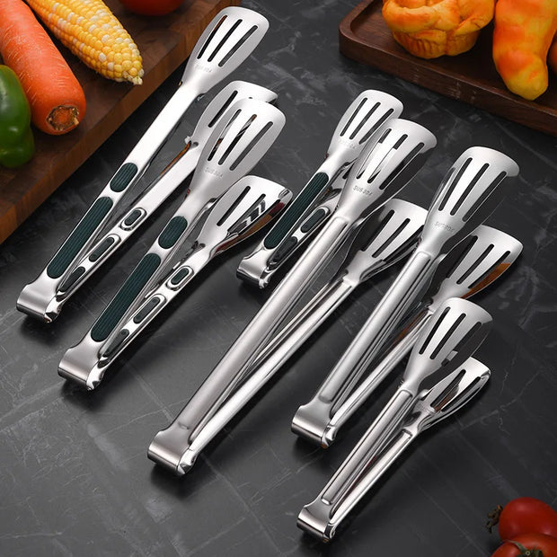 304 Stainless Steel BBQ Grill Kitchen Food Tongs