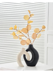 2pcs Nordic Hugging Ceramic Vases Modern Hollow Flower Pots