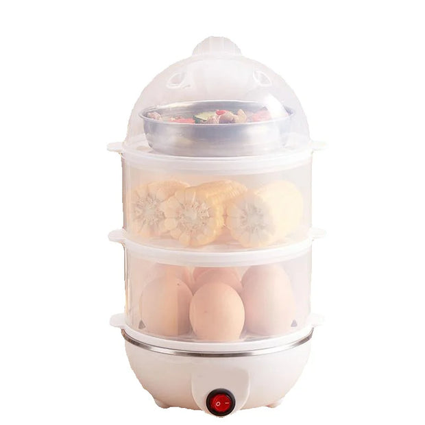 Portable Electric Egg Boiler – 3-Layer Mini Steamer