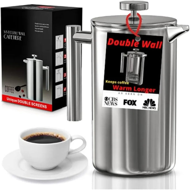 Large Stainless Steel French Press Coffee Maker