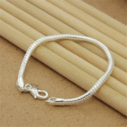 Sterling Silver Solid Charm Bracelet Unisex