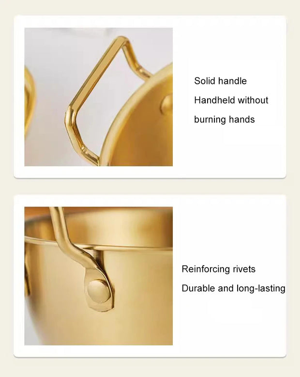 Stainless Steel Golden Bowl with Handle