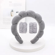 3‑Piece Coral Fleece Spa Headband & Wristbands Set