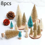 8PCS Mini White Cedar Christmas Tree Set