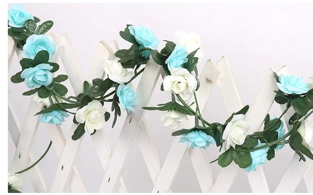Artificial Rose Garland – 8.2 FT Silk Flower Vine with 45 Blooms & Leaves