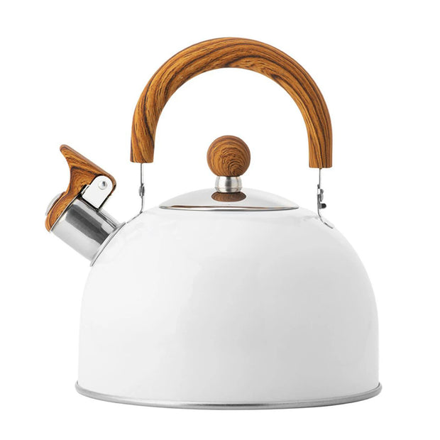 2.5L Stainless Steel Whistling Tea Kettle with Wooden Handle