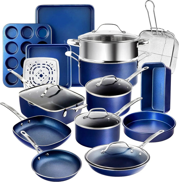 Diamond Coated 20‑Piece Non Stick Cookware & Bakeware Set – PFOA PFOS Free