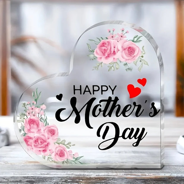 Heart-Shaped Acrylic Plaque for Mom