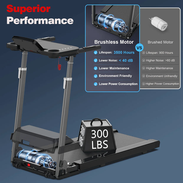 Adjustable Height Electric Treadmill with Desk