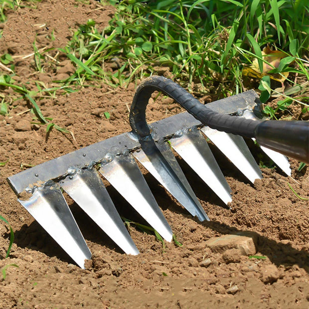 Iron Gardening Hoe Rake for Weeding & Soil