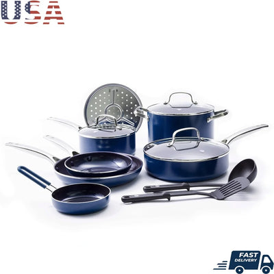 12‑Piece Diamond‑Infused Ceramic Non Stick Cookware Set