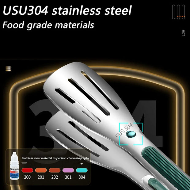304 Stainless Steel BBQ Grill Kitchen Food Tongs