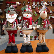 Christmas Plush Shelf Sitters – Stretchable Legs Santa, Snowman & Moose Decorations
