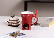 Ceramic Chocolate Melting Mug with Fork