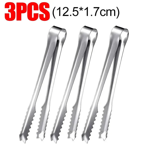 Stainless Steel Ice Cube Tongs – Durable Kitchen Clip for Ice, Sugar, Snacks