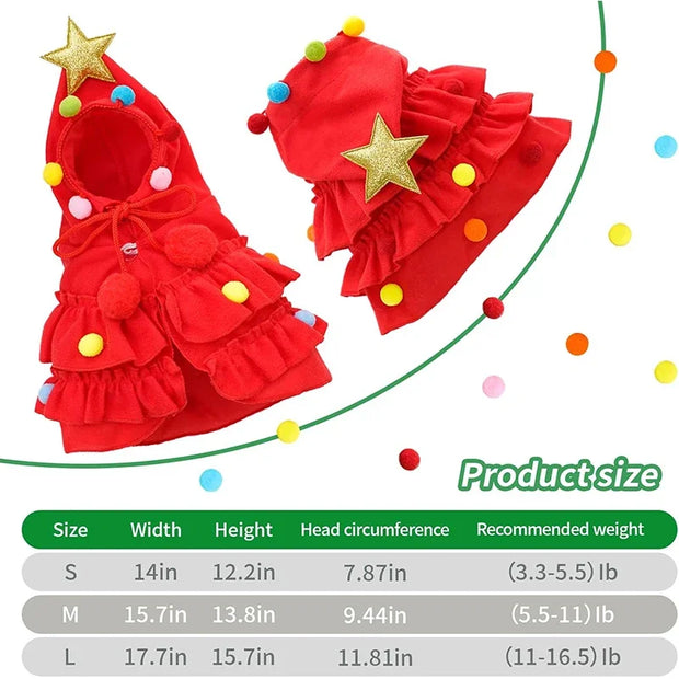 Christmas Tree Pet Costume Cloak for Cats