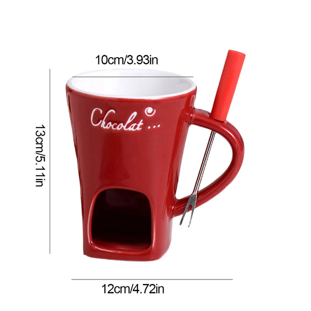 Ceramic Chocolate Fondue Mug with Fork