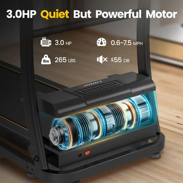 Foldable 3.0 HP Treadmill with Incline & Display