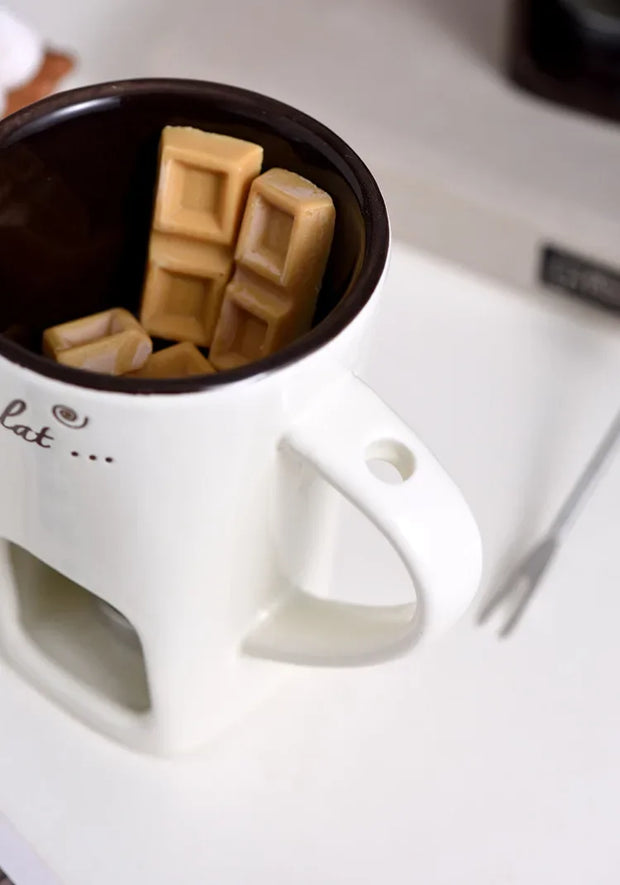 Ceramic Chocolate Melting Mug with Fork