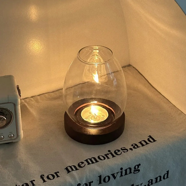 Glass & Wood Candle Stand