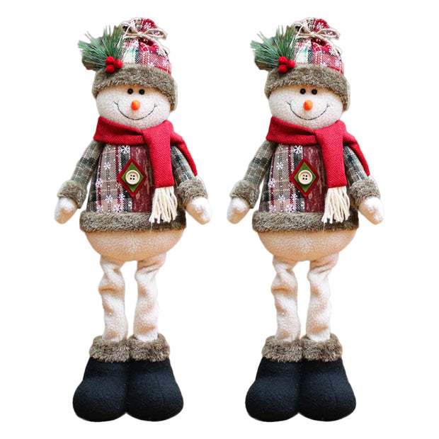 Christmas Plush Shelf Sitters – Stretchable Legs Santa, Snowman & Moose Decorations